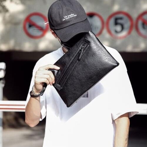 Fashion Korea Mens Clutch Handbag Simple Style Envelope Bag Male luxury leather bag for men Free shipping