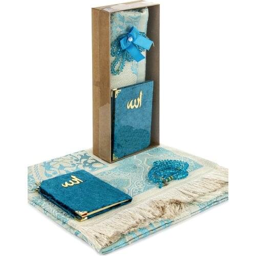 Prayer rug set muslim prayer carpet portable mats simply print in the pouch with compass travel mat Yasin Sharif rosary muslim