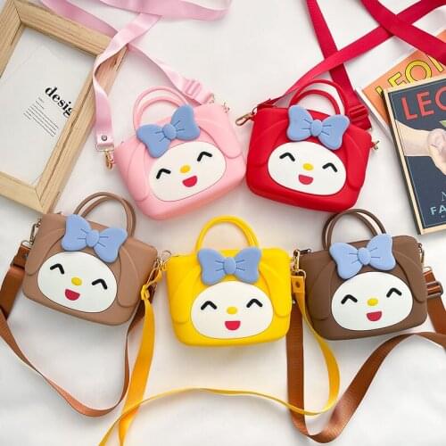 Soft Silicone Portable Slung Shoulder Bag Korean Cute Cartoon Clutch Mobile Phone Bag Fashion Women Crossbody Messenger Bags