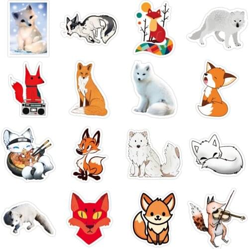 50pcs Cartoon Cute Fox Vulpes Graffiti Stickers DIY Laptop Luggage Refrigerator PVC Kids Stickers Toys