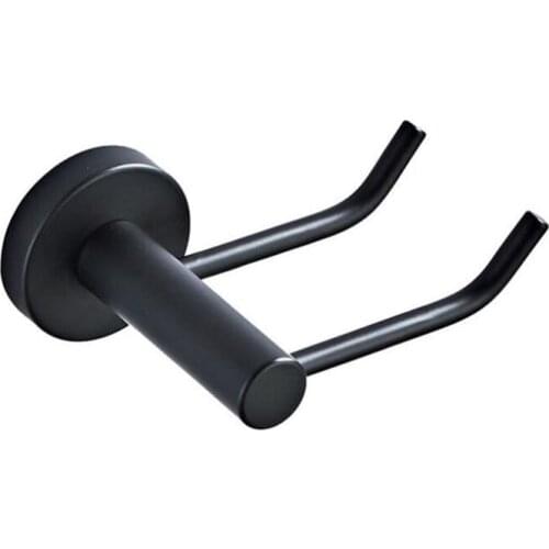 Bathroom Wall-mounted Black Modern Minimalist Round Chassis Bathroom Accessories Brass Hair Dryer Rack Storage