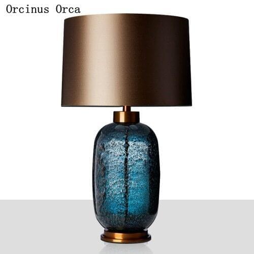 New Chinese classic blue glass desk lamp study bedroom bedside lamp modern simple color glass desk lamp