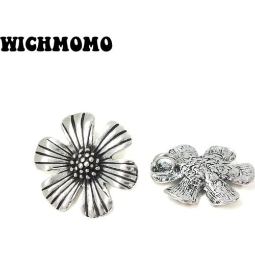 2019 New Fashion 2pieces/bag 35mm Retro Zinc Alloy Big Flowers Charms Pendant for DIY Necklaces Earrings Jewelry Accessories