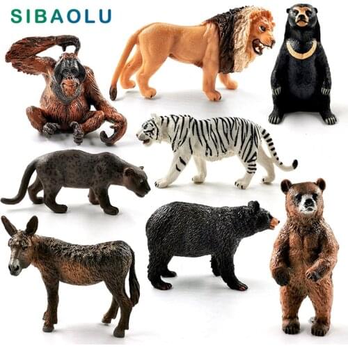 New Bear Donkey Chimpanzee Lion Tiger Leopard figurine Animal model home decor miniature fairy garden decoration accessories