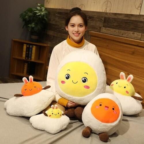 60cm Simulation Stuffed Cotton Soft Cartoon Fried Egg Cushion Sleeping Pillow Plush Baby Toy Stuffed Poached Egg Food Doll Gift