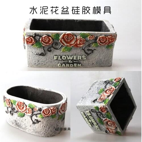Rose vine flower relief European style Cement pot silicone mold Decorative retro industrial handmade DIY mold clay craft mold