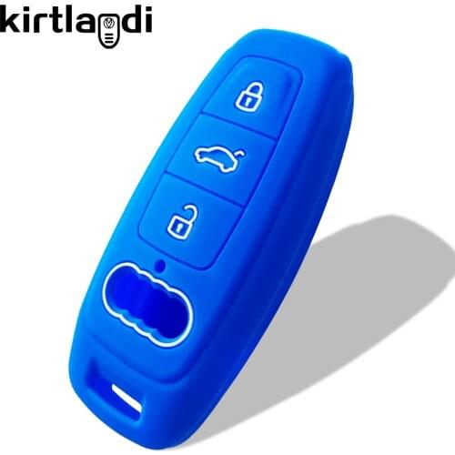 For Audi A3 2021 Silicone Key Cover Case for Audi Q8 Q7 E-tron 55 A6L A7 A8 2019 2020 3 Button Car Keychain Holder Protector Fob