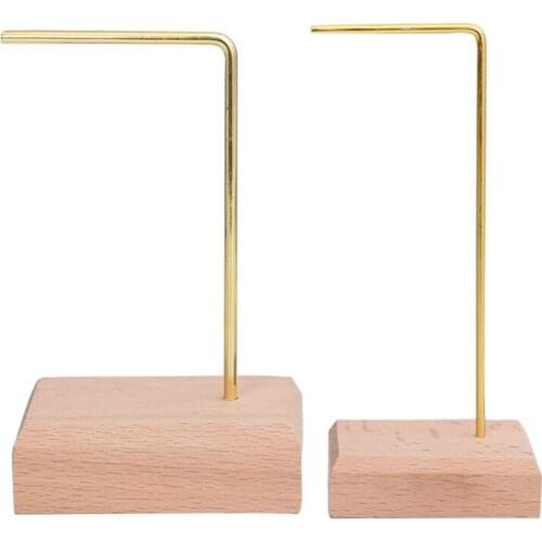 Wooden Base Metal Earring Display Stand Earring Holder Ear Clip Stud Jewelry Display Organizer Stand Earring Rings Necklace Coll