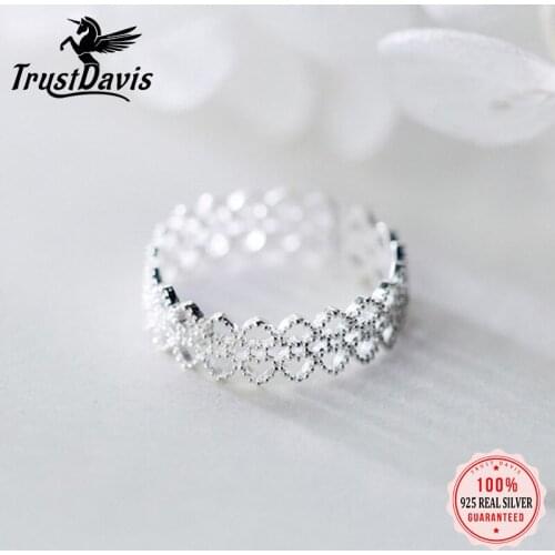 Trusta 100% 925 Solid Real Sterling Silver 5mm Width Lace Opening Ring Adjustable 5 6 7 Wonderful For Teen Kid Lady DS989