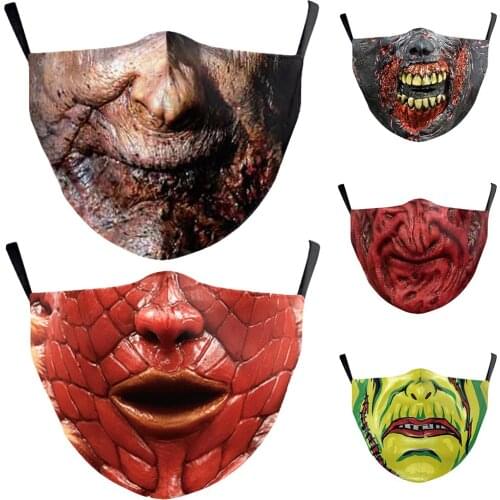 Creative Halloween Zombie Horror Mouth Face-Masks Fashion Women Men Cospaly Unisex Protection Spots Breathable Adult Party Mask