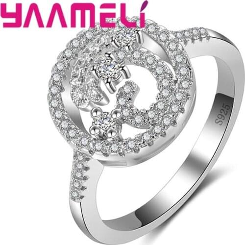 New Fashion Rings For Woman 925 Sterling Silver Jewelry Wedding Rings Shinning Cubic Zirconia Bague Femme