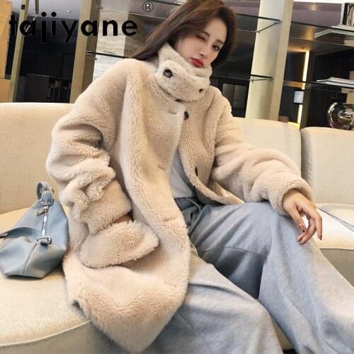 Womens 2021 Winter Coats and Jackets Women Real Fur Coat Women 100% Wool Jackets Woman Long Cloth Abrigo Mujer TN1581