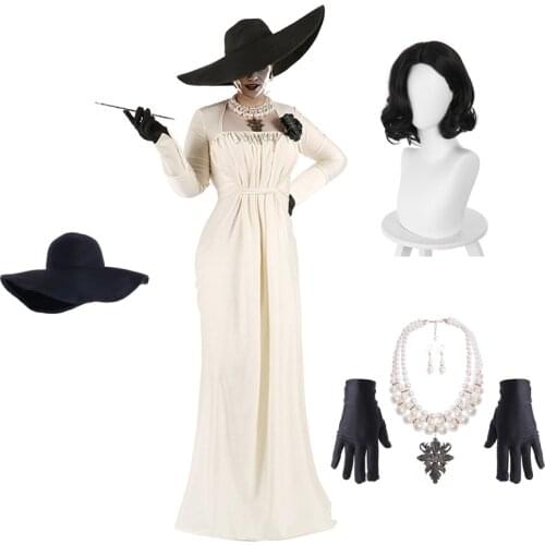 Lady Dimitrescu Cosplay Costume Game Biohazard Comtesse Chatelain Alcina Role Play New Set Women Dress Halloween Carnival Party