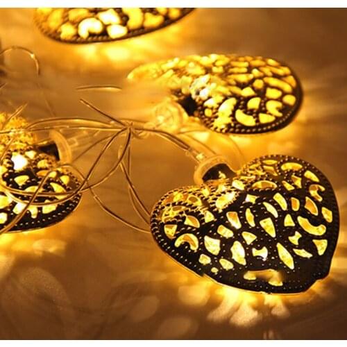 1.5m Lantern Hearts String Lights Led Iron Lamp Fairy Light Indoor Decoration for Holiday Xmas Party Tree Light Patio Lights