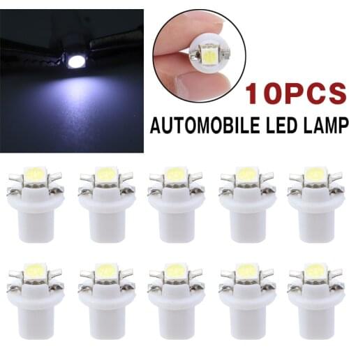 10PCS/SET White T5 Car Dashboard Light B8.5D 5050 1 SMD LED Auto Dash Gauge Instrument Lamp Bulb 12V DC