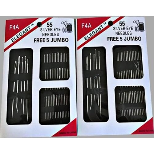 55Pcs/Set DIY Handmade for Household Hand Stitches Tools Needles Stainless Steel Sewing Accessories Different Sizes Silver