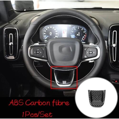 ABS Matte/Carbon Fibre For Volvo XC40 T5 2017 2018 2019 Car Accessories Steering Wheel Button Frame Cover Trim Car Sticker 1Pcs
