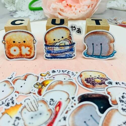 42 PCS Cute bread toast expression paper stickers crafts and scrapbook paper childrens toys book decoration stickers DIY
