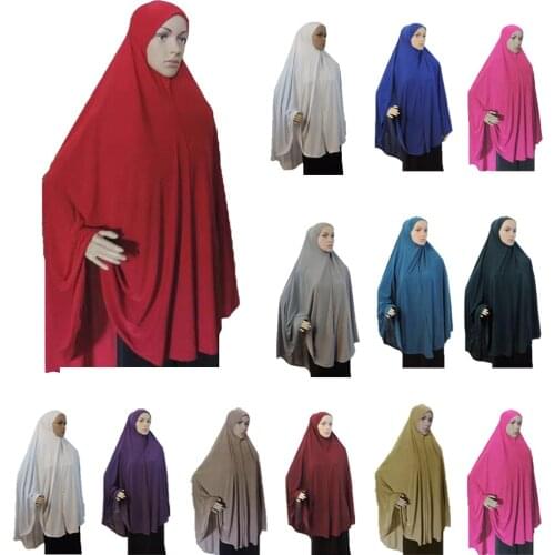 One Piece Full Cover Chest Hijab Muslim Women Prayer Dress Long Scarf Khimar Hijab Islam Large Overhead Clothing Jilbab Arab New