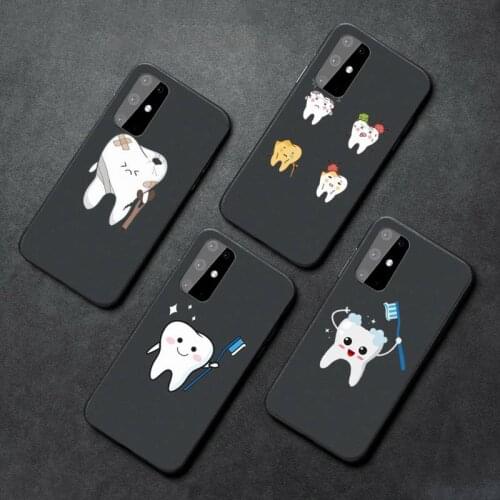 Funny Cartoon Dentist Dental Crowned Teeth Phone Case For Samsung A21S A32 A51 A52 A71 A50 A12 S10 S20 S21 Plus Fe Ultra