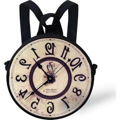 Ladies Handbag Messenger Bag Purse Clocks Model Round Bag