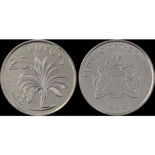Gambia 25 Layout, 1998 Single Real Original Coins Collectibles Authentic Unc