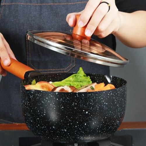 304 Stainless Steel Soup Pot Flat Bottom Home Kitchen Cover Cookware Sets Universal Stoves Fried Milk Pan Non-Stick Thickening