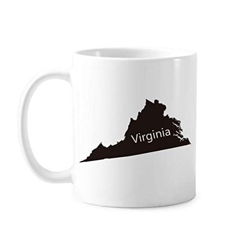 Virginia The United States Of America USA Map Silhouette Classic Mug White Pottery Ceramic Gift Milk Coffee With Handles 350 ml