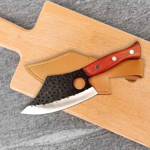 Forged High Carbon Steel Handmade Kitchen Knife Butcher Knife Fillet Butcher Knife with Wooden Handle