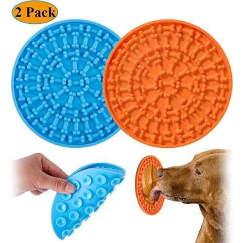 Dog Lick Pad Slow Feeder Lick Mat for Dogs Durable Silicone with Strong Suction Licking Mat for Pet Bathing Groom J2Y