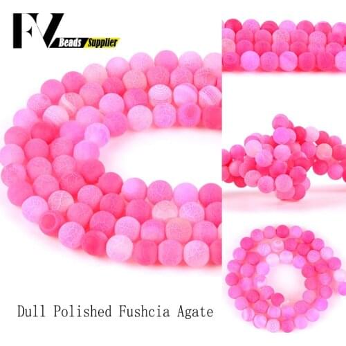 Natural Fuchsia Weathered Agates Round Beads For Jewelry Making Needlework Accessories 4mm-12mm Semi Precious Stone Spacer Beads