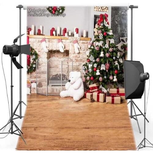 MEHOFOTO Merry Christmas Vinyl Photography Background For Children Fireplace New Fabric Flannel Backdrop For photo studio ST569