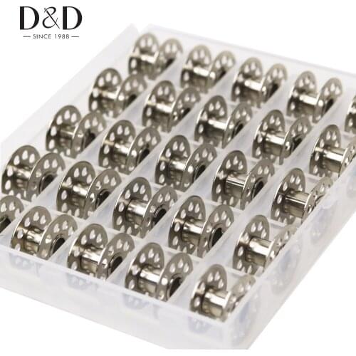 Top Quality 25pcs Metal Sewing Bobbins Home Sewing Machine Spools packed in a 25 Grids Storage Case Box