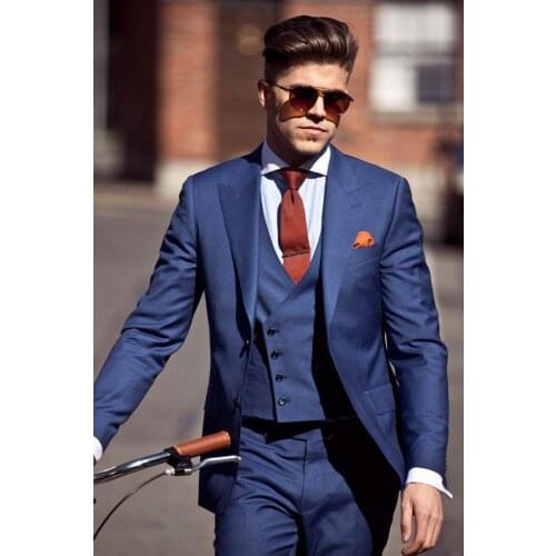 Mens Suits Groom Tuxedos Groomsmen Wedding Party Dinner Best Man Suits Blazer Custom Made (Jacket+Pants+Vest+Tie) NO:773