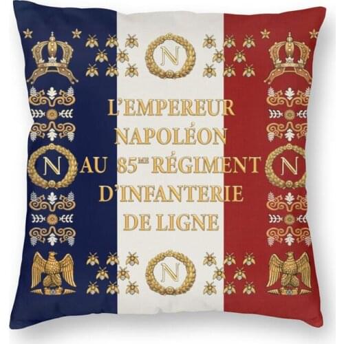 Napoleonic French 85th Regimental Flag Cushion Cover 40x40 Decoration Printing France Fleur De Lis Throw Pillow for Living Room