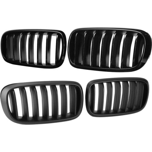 NEW-2Pcs Car Front Hood Kidney Grille Grill Mesh Racing Grills for-BMW F15 F16 X5 X6 2014 2015 2016 2017