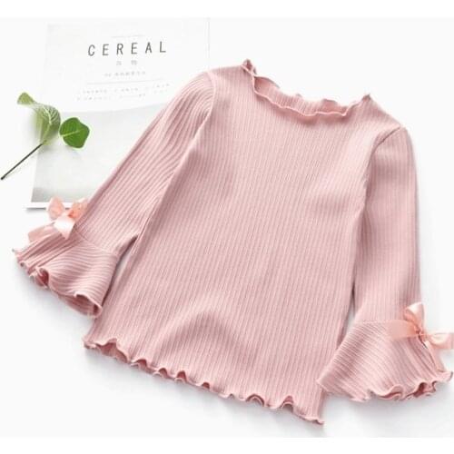 Girls Bottoming Shirt Trumpet Sleeve Top Autumn Long-sleeved Childrens Clothes
