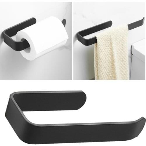 Newest Toilet Paper Holder Tissue Rack Wall Mounted Bathroom Kitchen Roll Holder Paper Tissue Rack Hook Modern Black Hanger