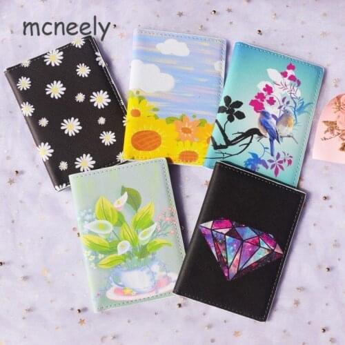 Five New Style Travel Flower Series Passport Cover Leather Bank Credit Card Case Ticket Folder Men/Women Like Passport Holder