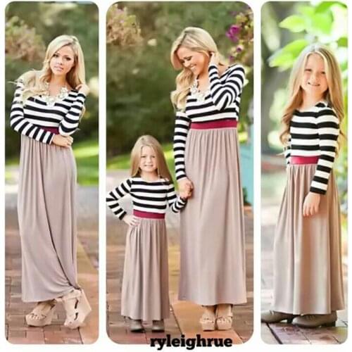 Parent-Child Matching Outfit Striped Mosaic Mother-Daughter Matching Outfit Dress
