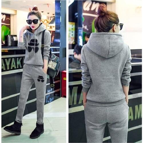 Autumn and winter new Fashion women suit womens tracksuits casual set with a hood fleece sweatshirt three pieces set