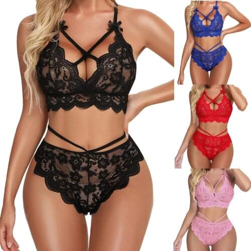 See Through Sexy Lingerie Womens Underwear Set Erotic Lingerie Floral Transparent Bra Brief Sets Sensual Lingerie Woman