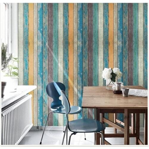 Home Tan/Blue/Brown Self Adhesive Contact Paper Peel & Stick Wood Plank WallpaperWall Furniture Sticker