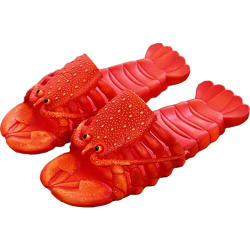 2020 New Summer Couple Sandals And Slippers Cartoon Net red Lobster Slippers Man Funny Crayfish Beach Slippers Women