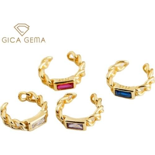 GICA GEMA Color Diamond Clip Earrings For Women Real 925 Sterling Silver Simple Square Anniversary Engagement Fine Jewelry