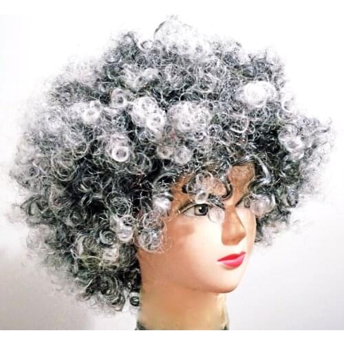 Gray curly Joker droll Cosplays Peluca Headwear Halloween Circus Clown Costumes Carnival Purim Festival parade Rave Party dress