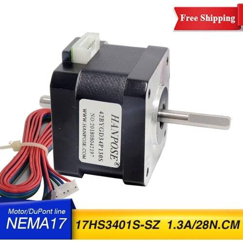 Nema 17 Stepper Motor 42 double shaft motor 42BYGH 1.3A (17HS3401S) two aixs motor 4-lead for 3D printer