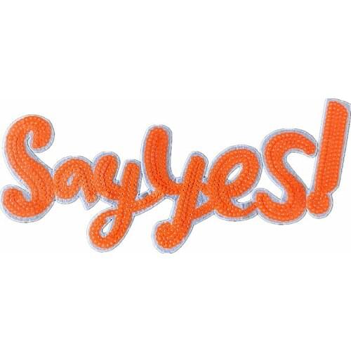 Say yes! Iron On Patches For Clothing Sequined Orange Sequins Patch Large Biker Strange things Diy Stickers Clothes Christmas