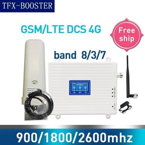 Gsm signal booster amplifier 4g 900 1800 2600 GSM DCS LTE 2G 3G 4G Tri-Band Cellular signal Repeater GSM Mobile Signal Booster