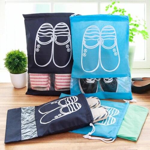 Waterproof Shoes Bag Pouch Storage Travel Bag Portable Tote Drawstring Bag Organizer Cover Non-Woven Laundry Dustproof Cover